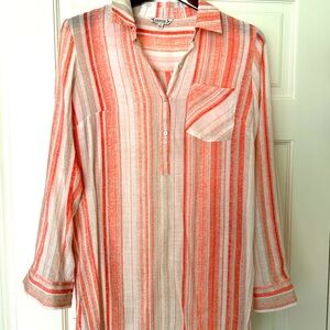 Peach/Coral Tunic, Blouse Nanette Lepore Size M, long Sleeve